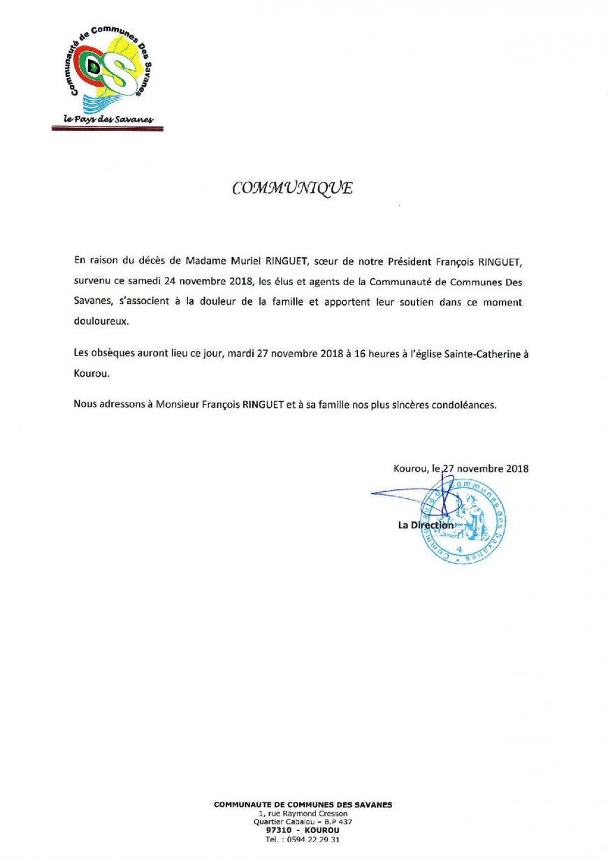 Communiqué avis de décès