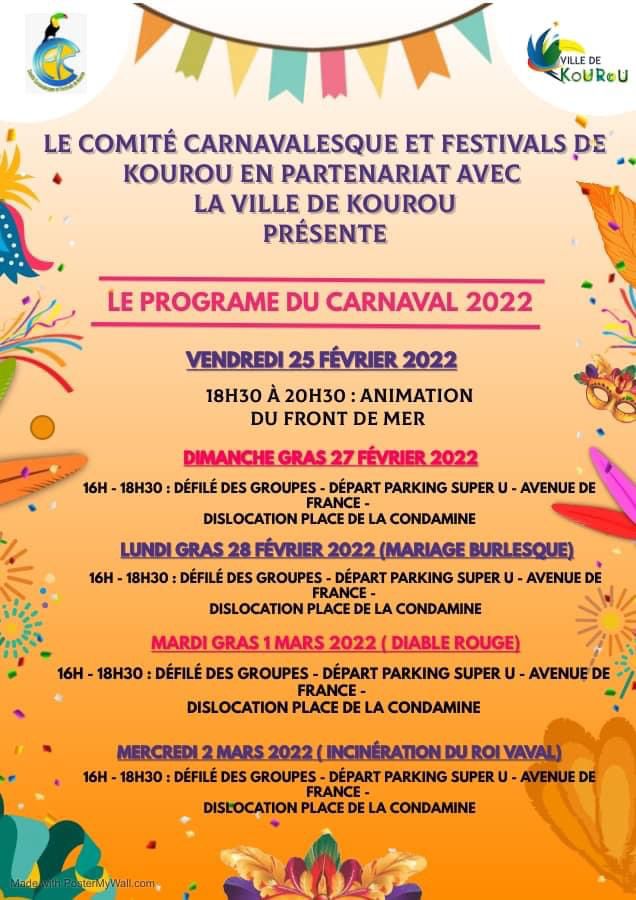 Programme du Carnaval 2022 de Kourou