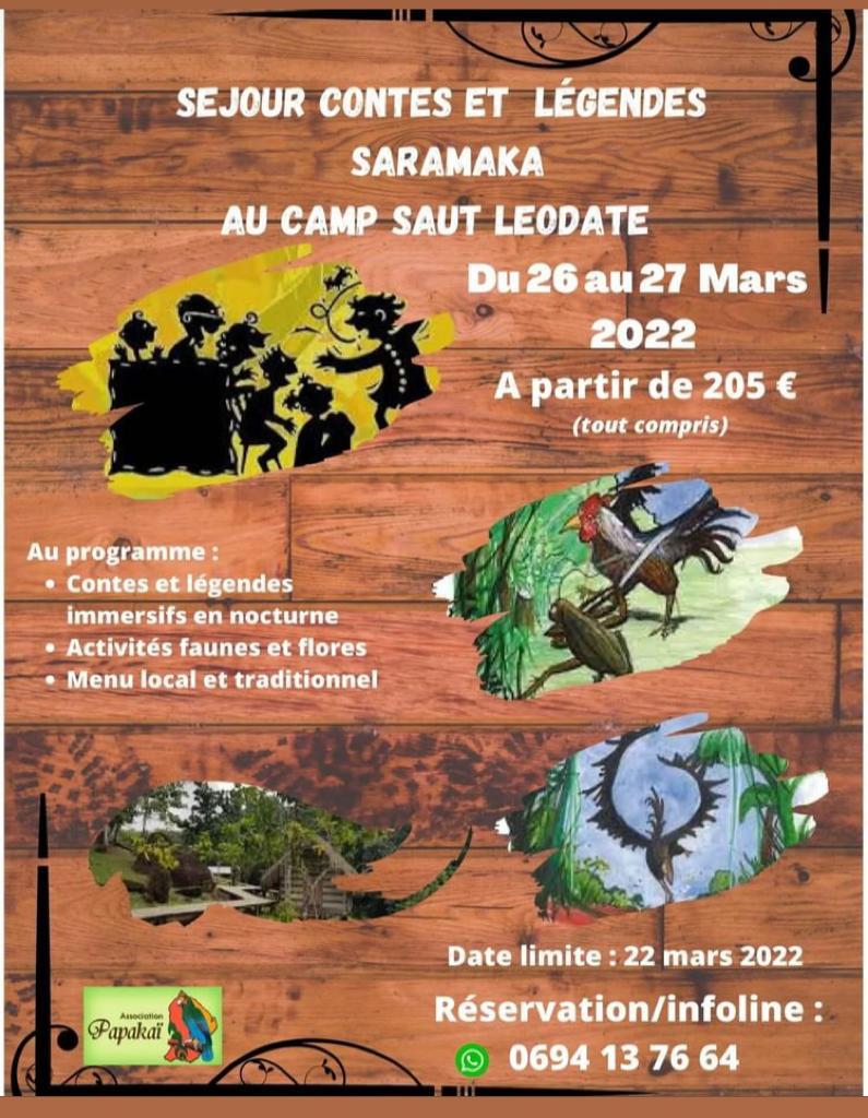Séjour contes et légendes Saramaka au camp saut Léodate