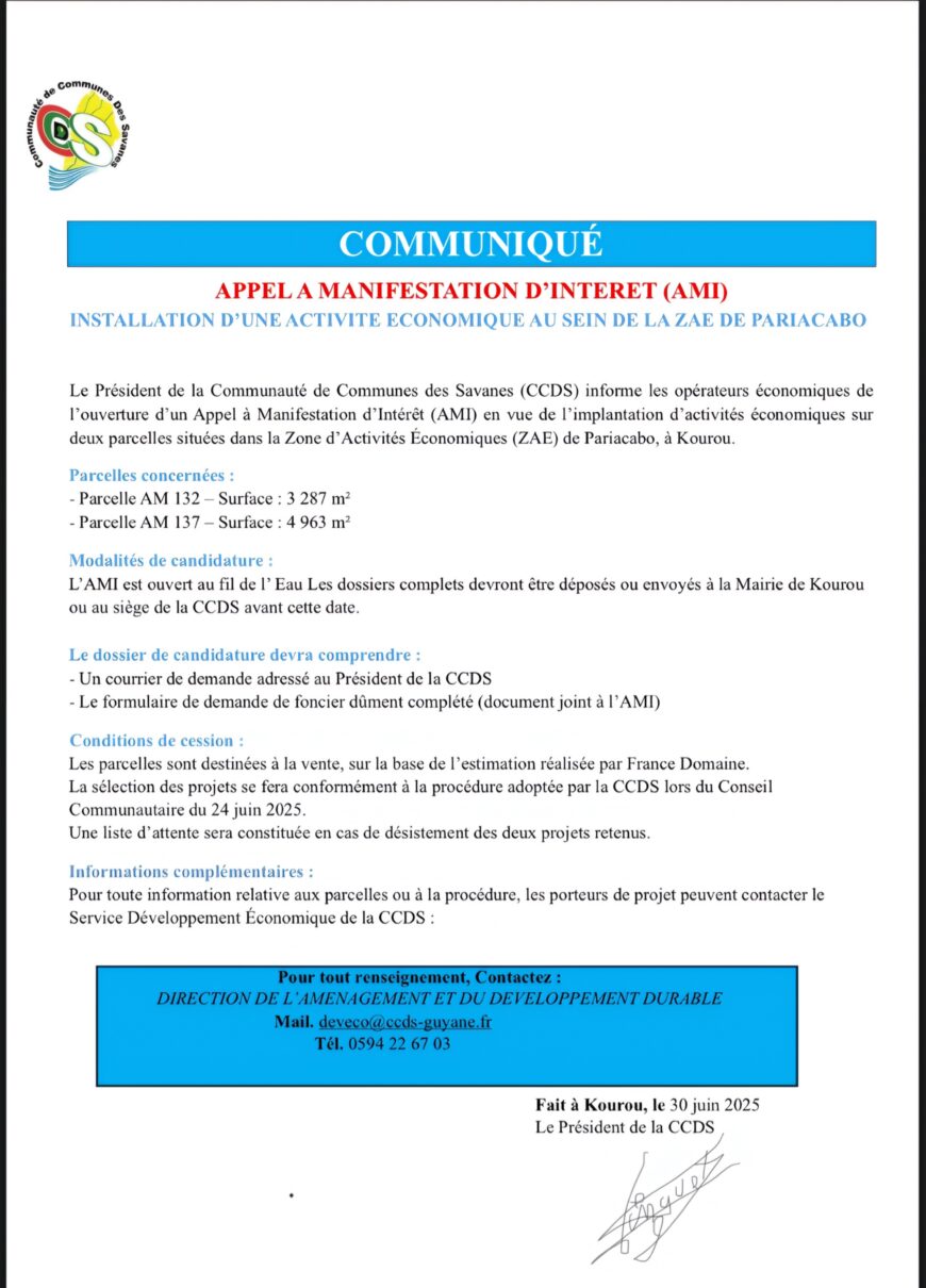 APPEL A MANIFESTATION D’INTERET (AMI)