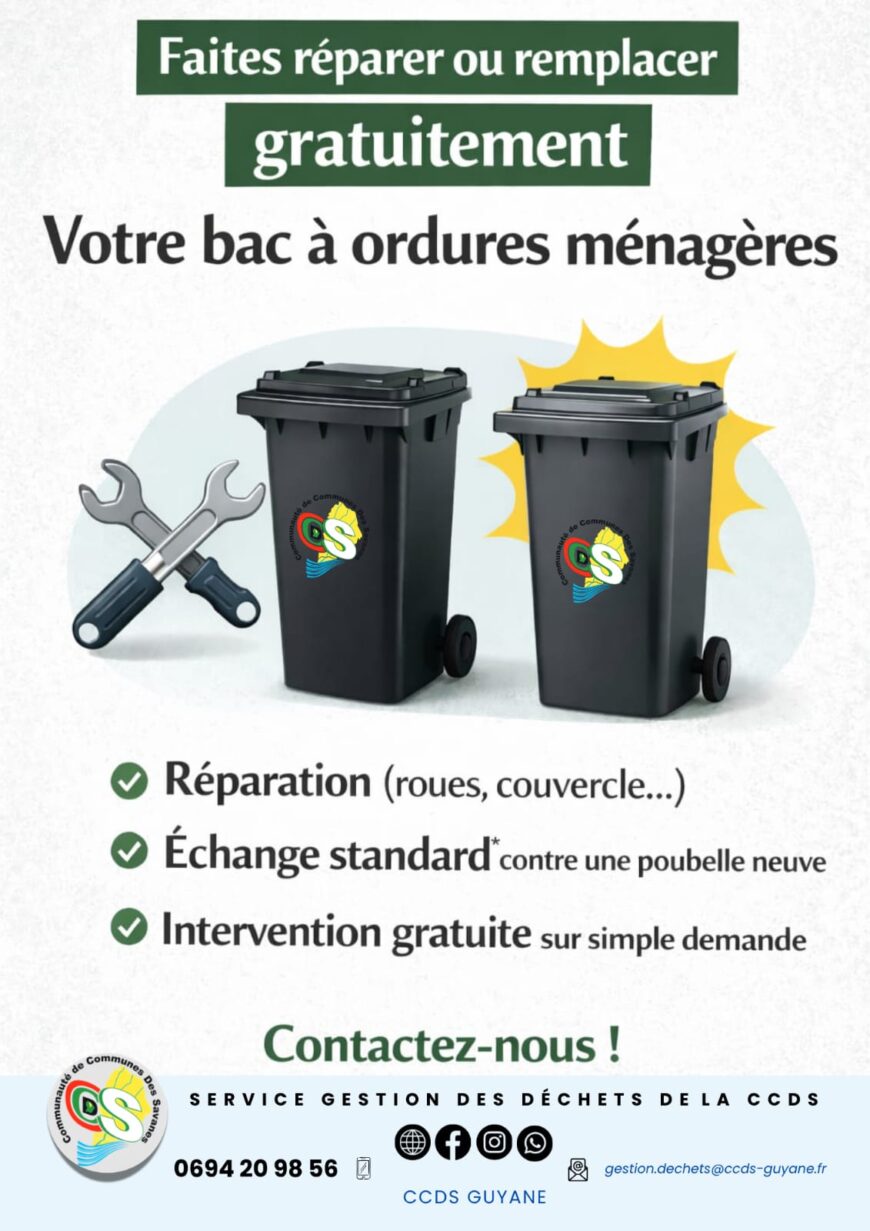 FAITES RÉPARER OU REMPLACER GRATUITEMENT VOTRE BAC À ORDURES MÉNAGÈRES