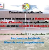 FERMETURE EXCEPTIONNELLE